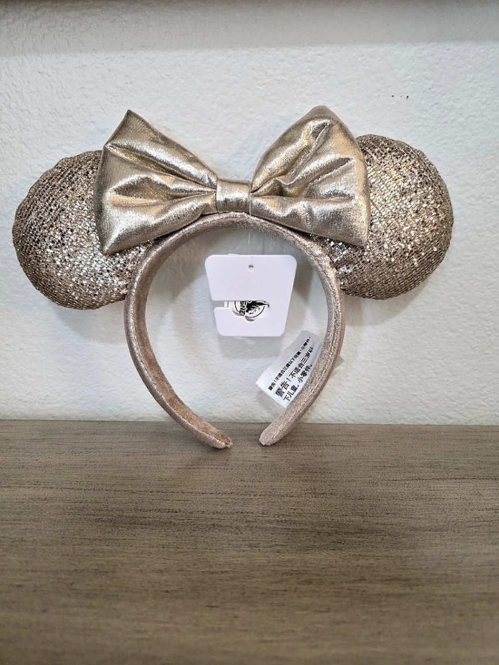 Disney Gold Sequin Minnie Mouse Ear Headband in Pink & Gold